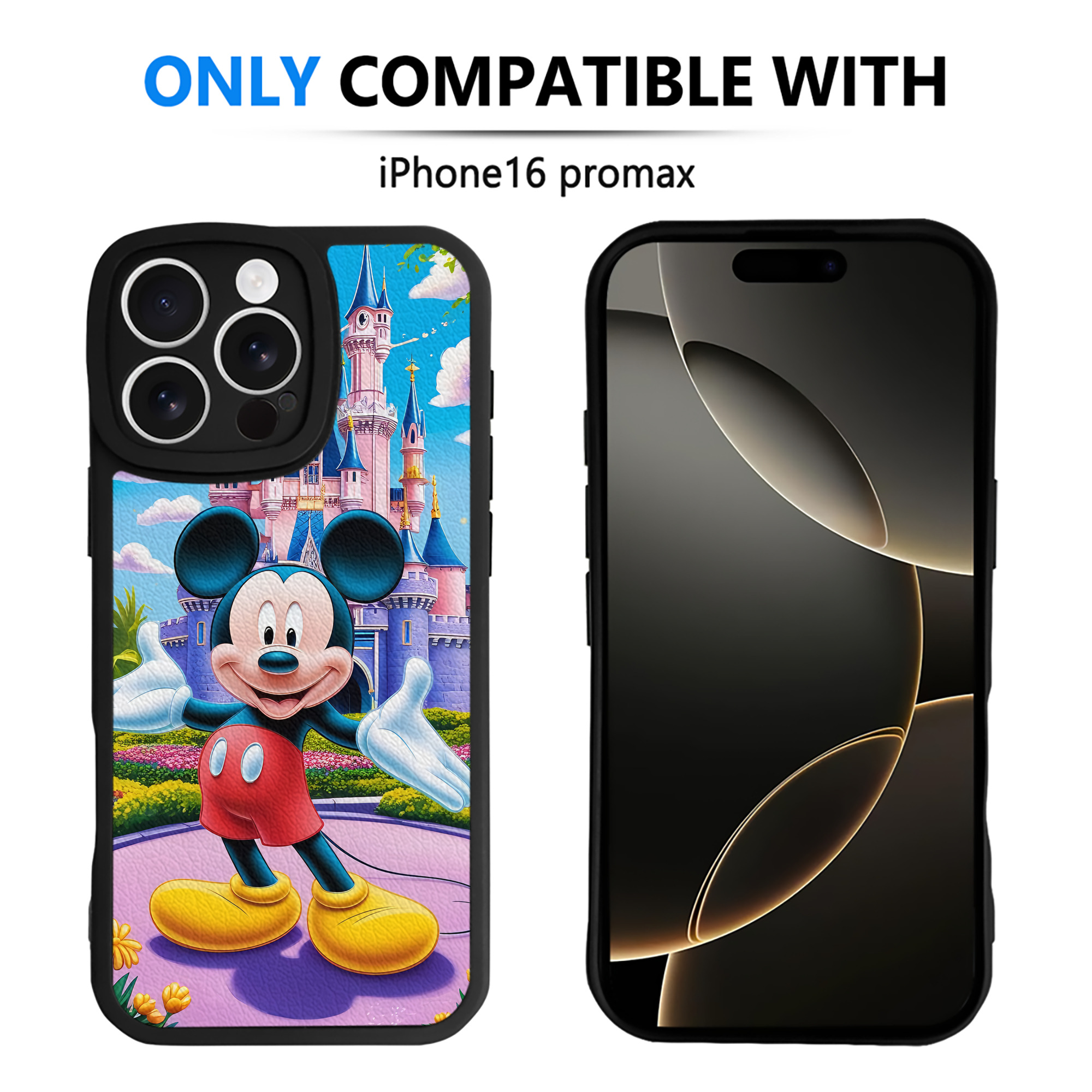 （画像用） ミッキーマウス Mickey Mouse 【iPhone 16シリーズ対応】シリコンスマホケース（レザー調） 材質：シリコン